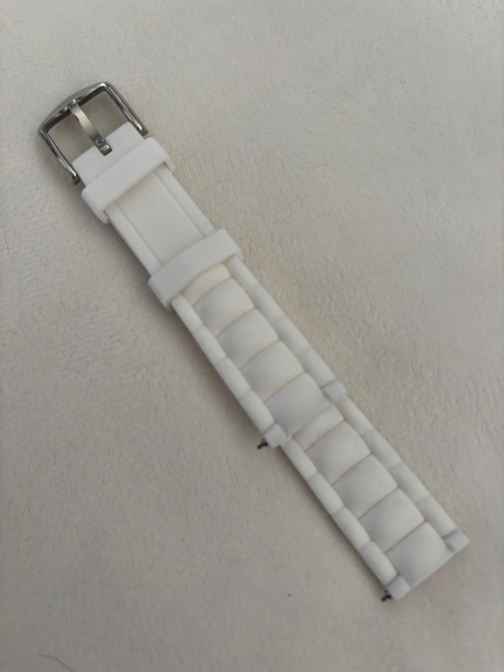 Fossil Watch Strap White Metallic Silver Buckle Replacement 18 S181237